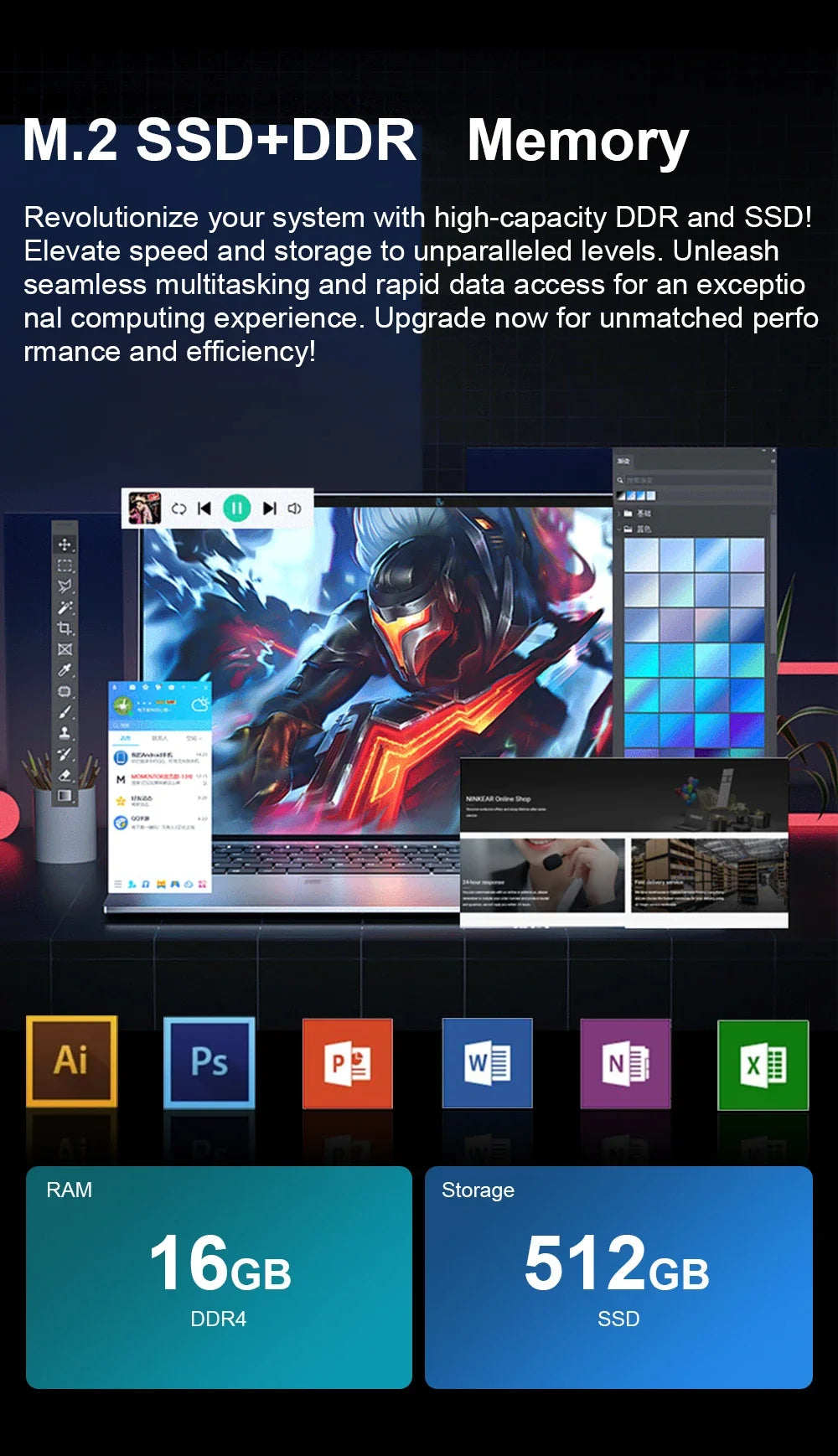 2025 New Notebook PC Windows 11 Gamer 15.6" Ultra Slim Laptop Intel Celeron N4000 16GB RAM 1TB 2TB SSD Office Study Computer PC