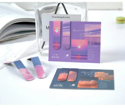 2 pcs Creative scenic magnetic bookmark Student decorative book holder reading accessories Student office Supplies