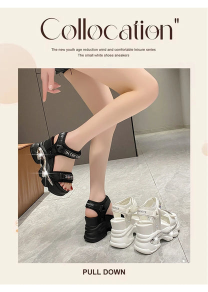 10CM Chunky Platform Sandals Women New Summer Bling High Heels Sandals Woman Beach Casual Slides Thick Sole Sandalias Mujer
