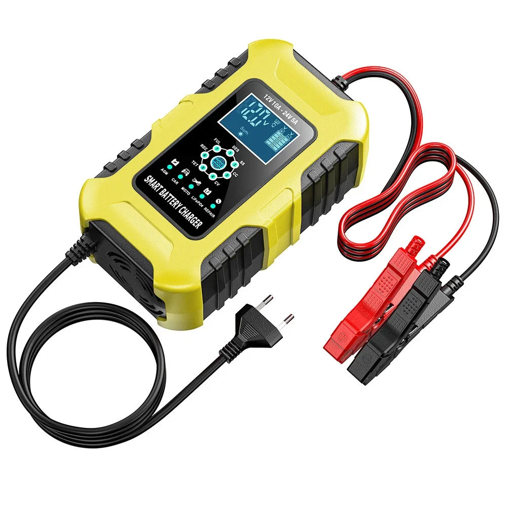 Car Battery Chargers 12V/10A 24V/5A Full Automatic AGM Wet Smart Battery Chargers Maintainer Portable Battery Chargers