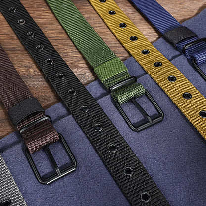 Perforated Canvas Belt Men's Needle Buckle Belt Student Youth Korean Adjustable Multi-Hole Belt Student Jeans Belt