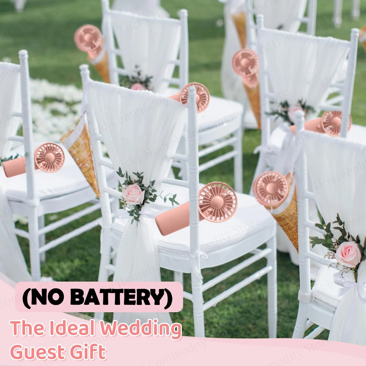12-120PCS Portable Handheld Fan Bulk Wedding Fans for Guest Mini Handheld Fan Battery Powered Fans with Thank You Cards
