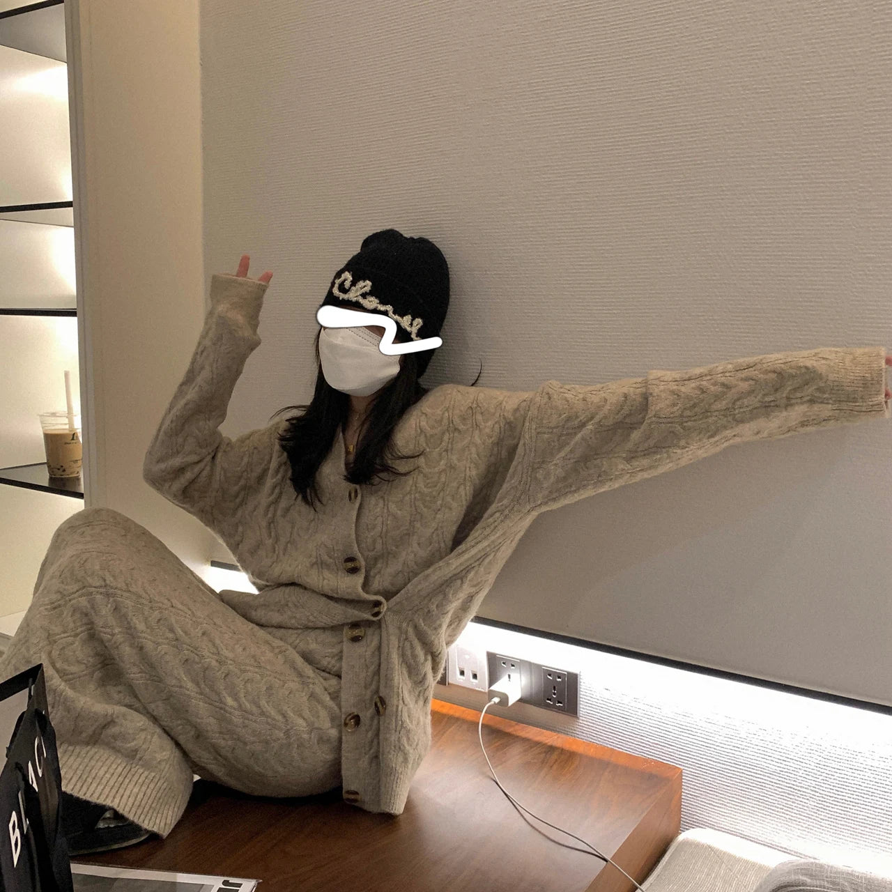 Women Sweater Winter 2 Piece Sets Elegnat Knitted Suits Female Sweaters Vintage Womens Skirt High Waist Autumn Vintage Vestidos