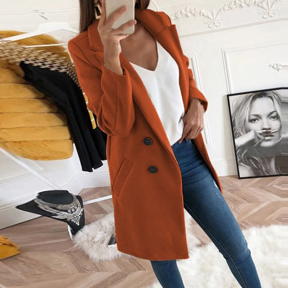 New Plus Size 4XL 5XL Women's Autumn Coat Woollen Blends Overcoats 2025 Winter Long Sleeve Casual Oversize Outwear Jackets Coat