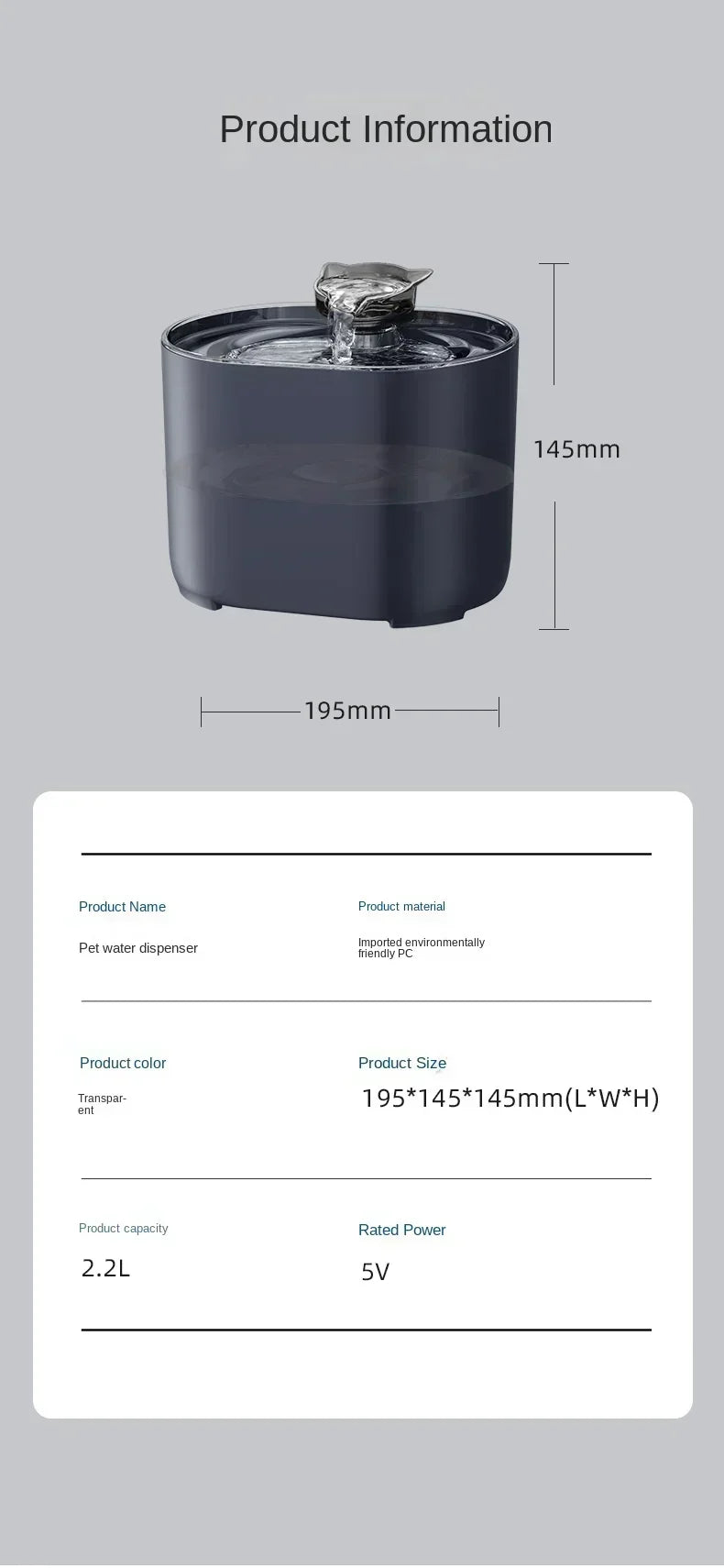 Pet Cat Water Dispenser Automatic Circulation Filter Electric Silent Pump USB Cat and Dog Water Dispenser Pet Water Dispenser