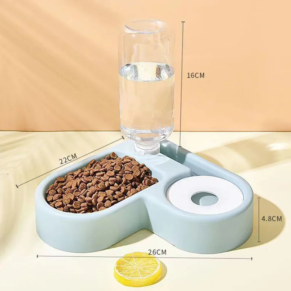 Automatic Water Bowl Feeder with Dispenser - Corner Pet Food Dish Moisture-Proof Drinking & Feeding Bowl for Dogs and Cats