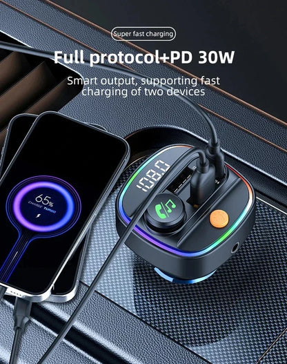 Xiaomi FM Transmitter Bluetooth 5.3 Hands Free Car AUX Radio Modulator MP3 Player with Fast Charging Adapter Auto Accessories