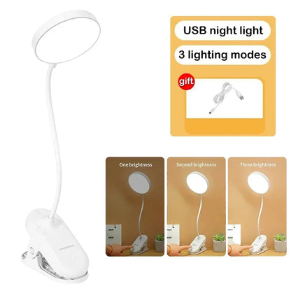 Book Light LED USB Rechargeable Reading Light Eye Protection Night Light Portable Clip Desk Light Bookmark Read Light