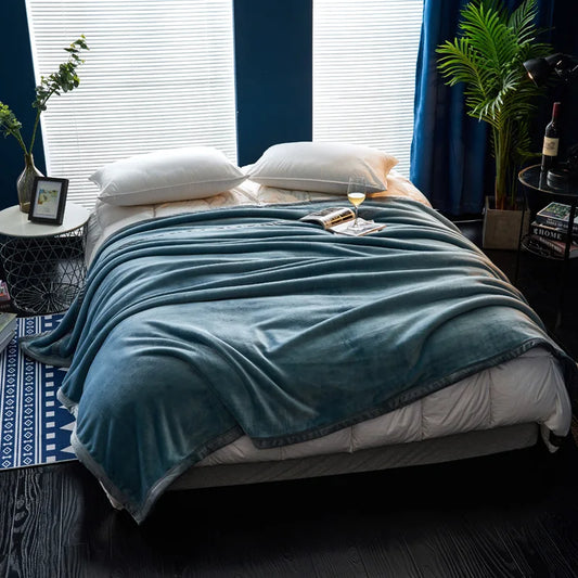 High Weight Flannel Blanket, Casual Solid Color Sofa Blanket, Thickened Warm Blanket, Winter Bed Sheet, Coral Fleece Blanket
