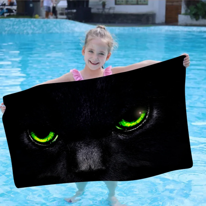 Black Cat Cartoon Beach Towel Cute Kawaii Room Decor Bath Girls Children Hand Towels For Bathroom Shower