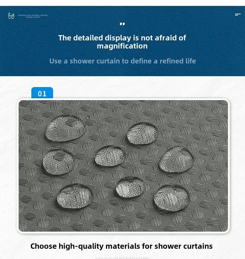 Plain Waffle Waterproof and Mildew-proof Polyester Shower Curtain, Bathroom Curtain, Bathroom Partition Curtain, Shower Curtain