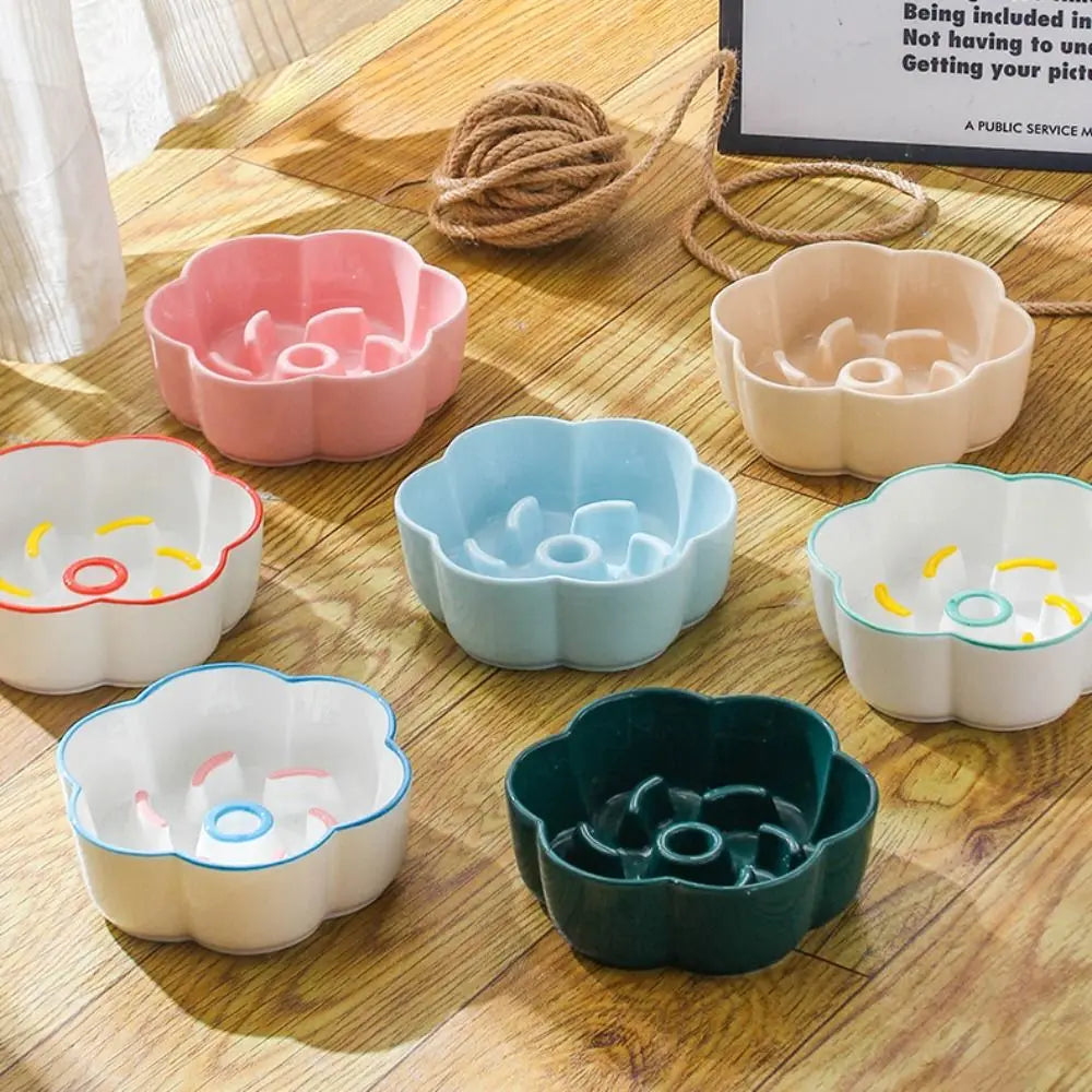 Ceramic Cat Slow Food Bowl Cute Creative Dog Food Feeding Basin Multi-use Large Capacity Pet Drinking Feeder Water Container