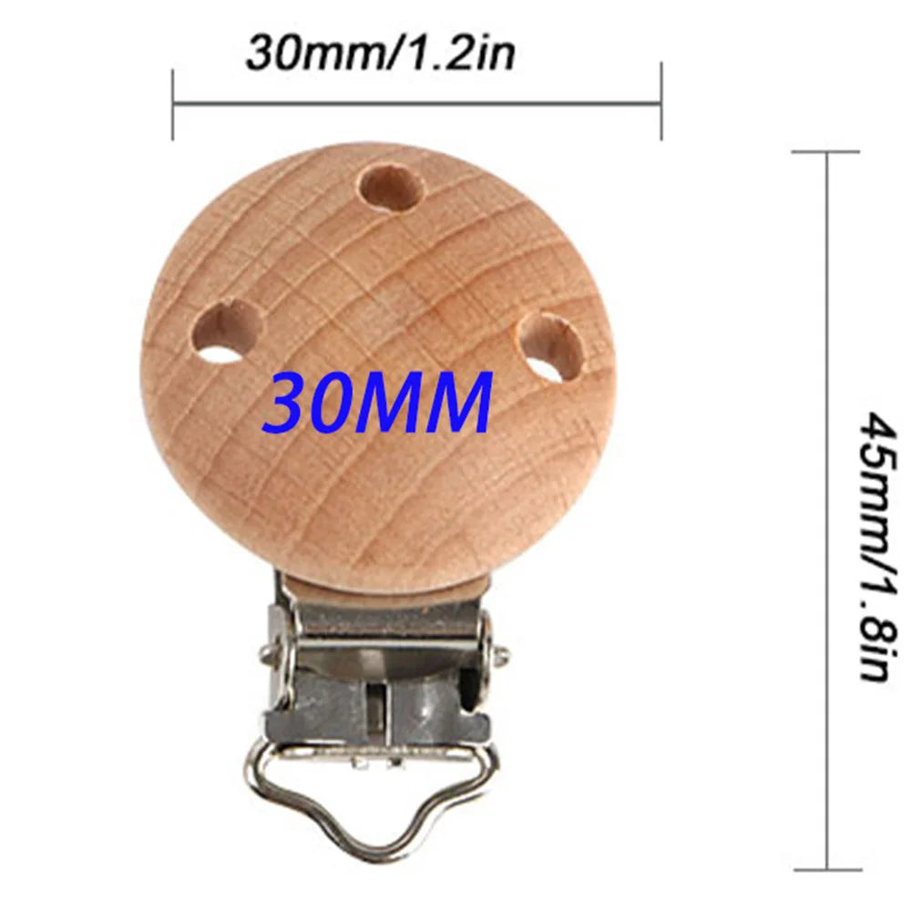 Kovict 5Pcs 19 Styles Beech Wooden Clips Metal Bracket DIY Pacifier Chain Handmade Crafts Accessories