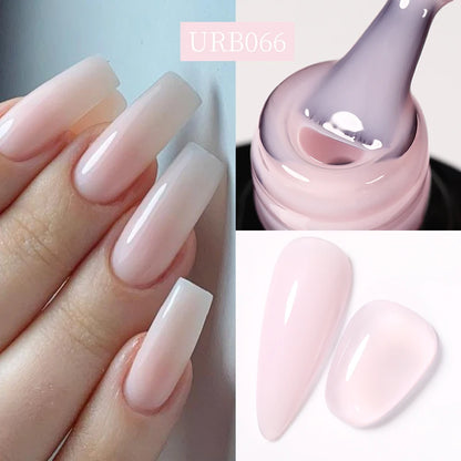 UR SUGAR 7ml Pale Pink Rubber Base Gel Nude Color Semi Permant Soak Off UV LED Self-leveling Gel Varnishes Great Coverage