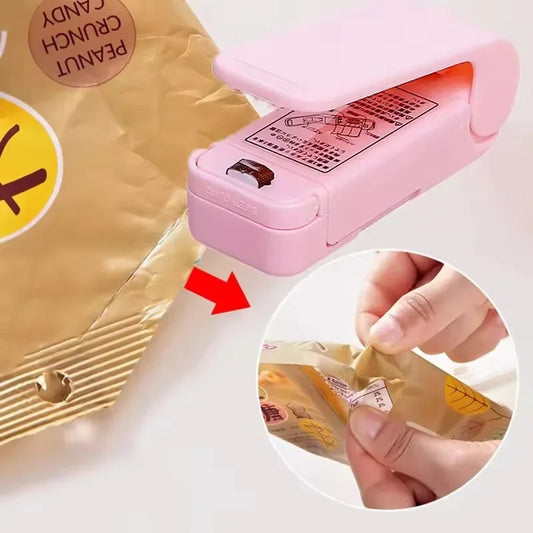 Portable Bag Heat Sealer Plastic Package Storage Bag Clip Mini Sealing Machine Handy Sticker Seal for Food Snack Kitchen Gadget