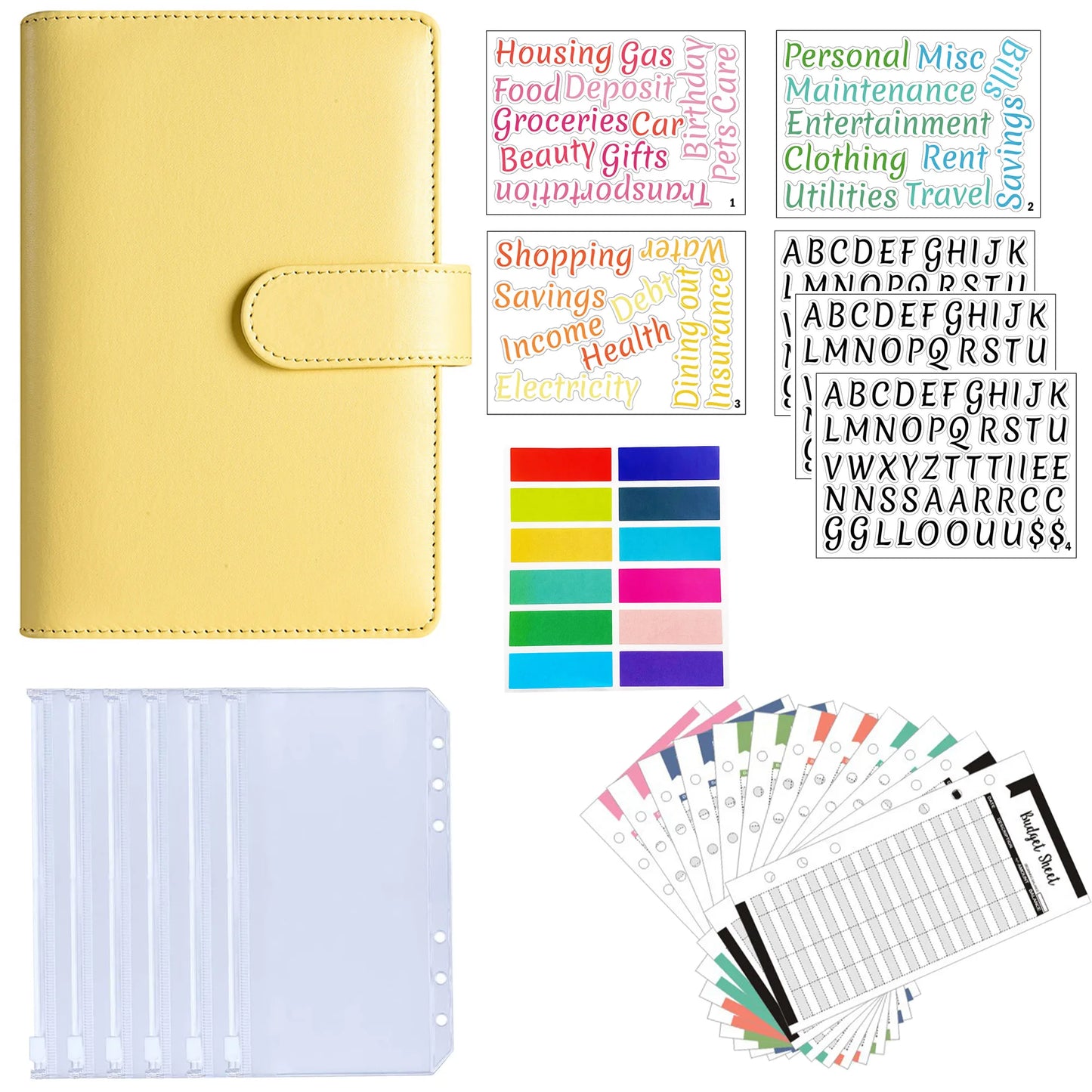 A6 Binder Cash Envelopes for Budgeting Money Organizer for Cash Money Envelopes for cash Leather A6 Binder with zipper