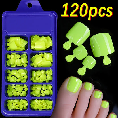 100PCS Short Square False Toenail Tips Full Cover White Artificial Fake Toenail Acrylic Foot Nail Art Tip Press on Toe Extension