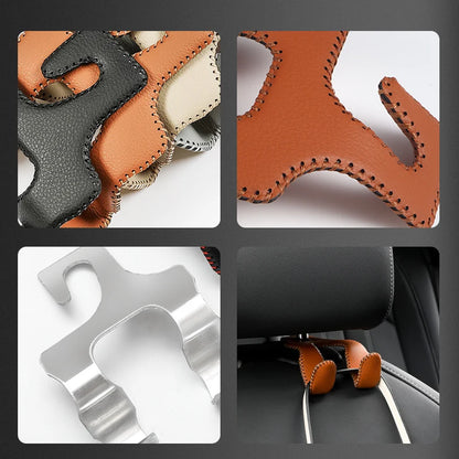 Universal Leather And Metal Car Seat Back Hooks Vehicle Multifunctional High load-bearing storage hook Auto Interior Accessories