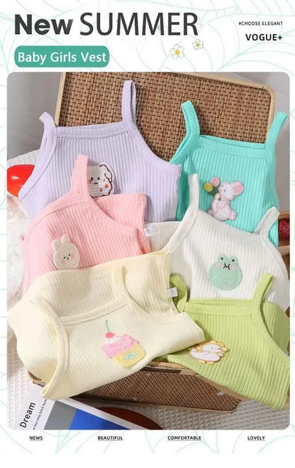 Baby Girls T-shirts for Kids Summer Sleeveless Knitted Tops Vest Outfits Girls Cute Halter Tops Tees Children Clothing 1-12 Year