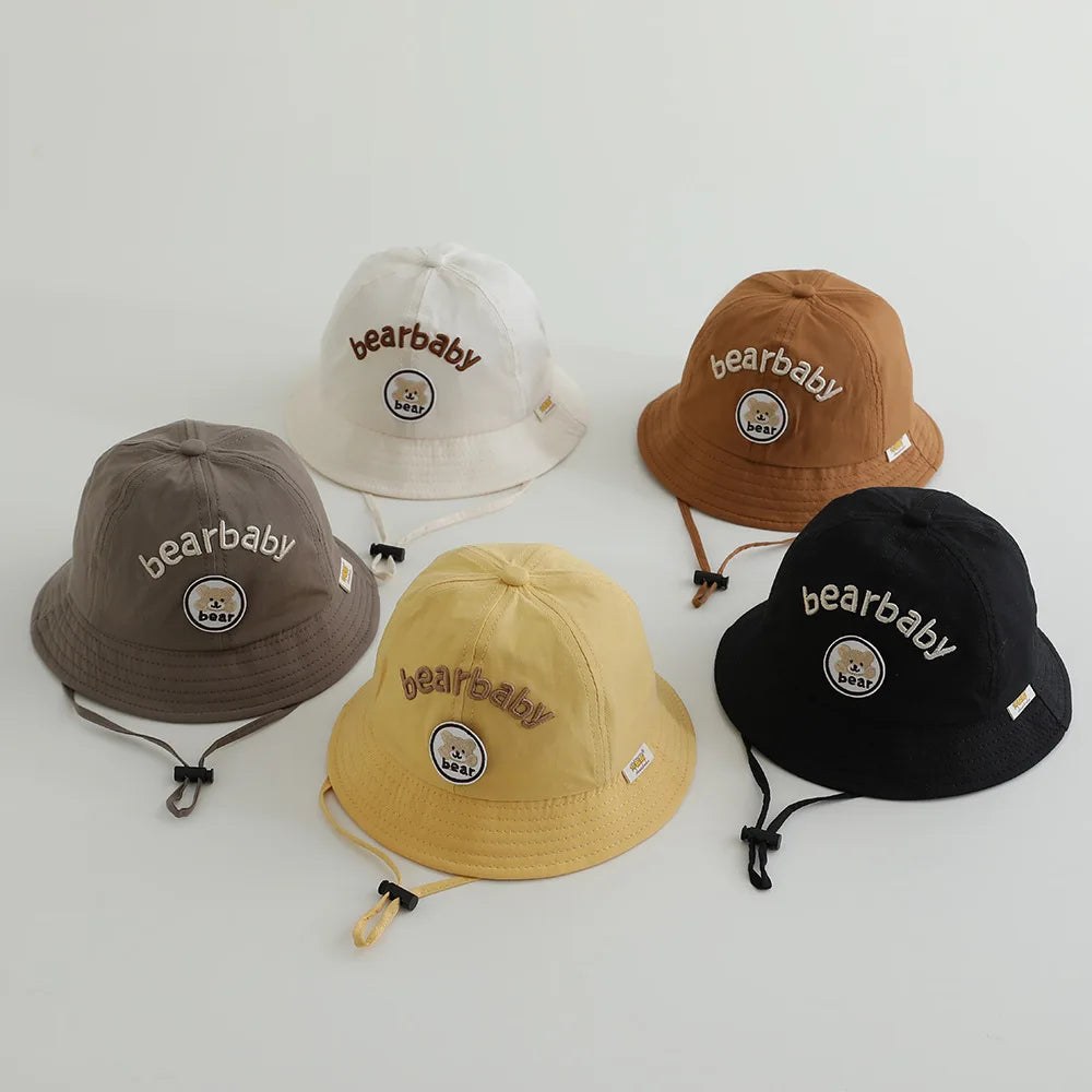 Cute Bear Baby Bucket Hats Korean Boy Girl Summer Uv Protection Fisherman Caps Kids Outdoor Sunshade Panama Basin Caps