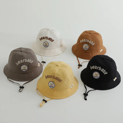 Cute Bear Baby Bucket Hats Korean Boy Girl Summer Uv Protection Fisherman Caps Kids Outdoor Sunshade Panama Basin Caps