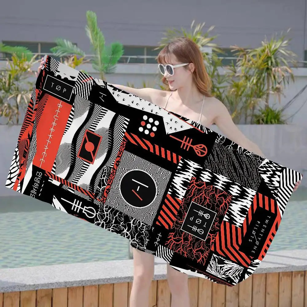 T-Twenty One Pilots Beach Towel Colorful Bath Towels For Girl Microfiber Quick Dry Custom Sand Free Beach Yoga Spa Gym Pool