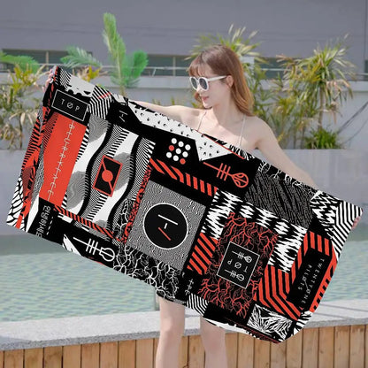 T-Twenty One Pilots Beach Towel Colorful Bath Towels For Girl Microfiber Quick Dry Custom Sand Free Beach Yoga Spa Gym Pool