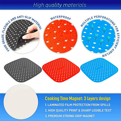 LMETJMA 3Pcs Silicone Air Fryer Lines Reusable Air Fryer Liners 8.5Inch Square Non-Stick Air Fryer Mat for Frying Steaming JT153