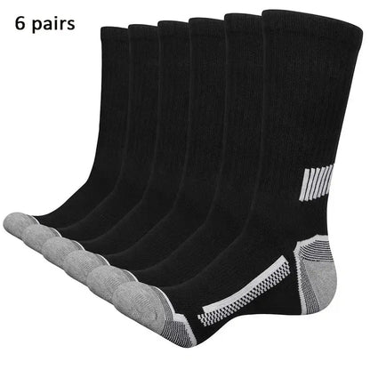 6 Pairs of MEN'S Sports Socks, Sweat Absorbing, Comfortable and Breathable, Suitable for Basketball Training and Outdoor Running