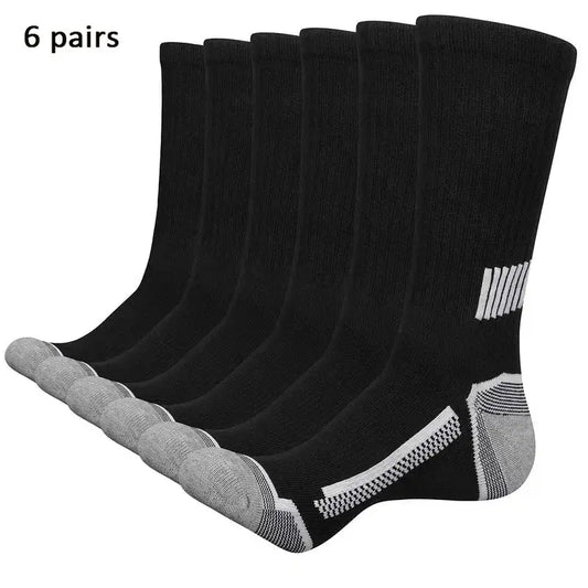 6 Pairs of MEN'S Sports Socks, Sweat Absorbing, Comfortable and Breathable, Suitable for Basketball Training and Outdoor Running