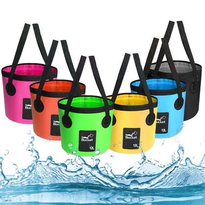 12L Folding Bucket Portable Outdoor Travel Foldable Water Bucket Bowl Sink Washing Bag Car Wash Bucket Multifunction for Camping