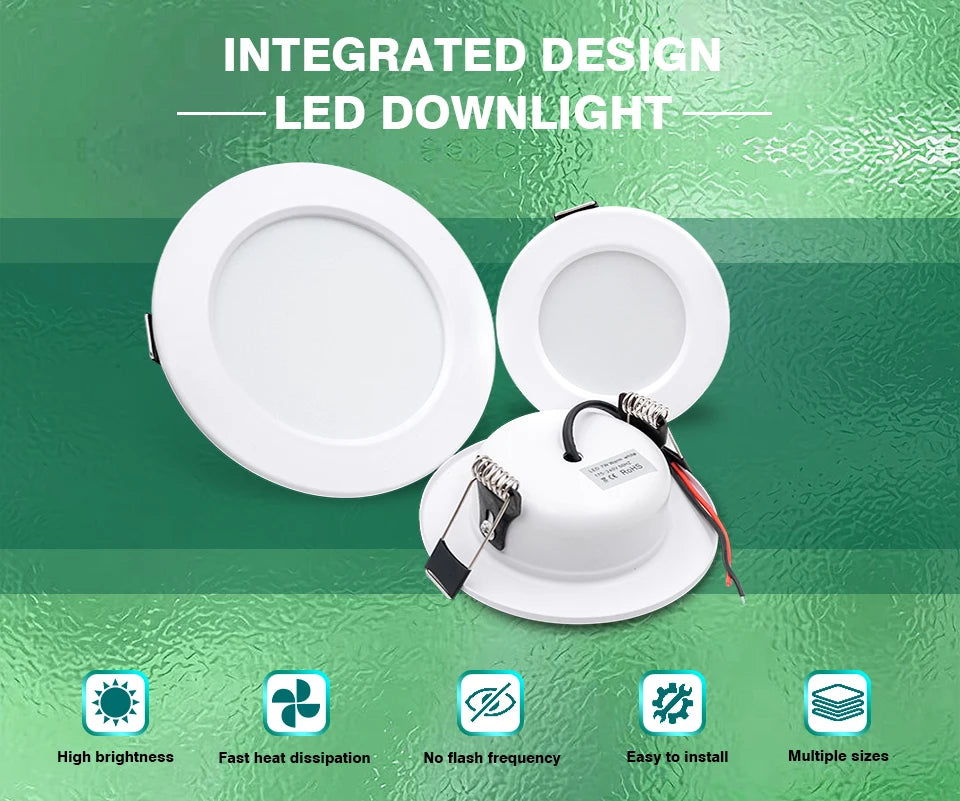 LED Downlight 5W 9W 12W 15W 18W White Body Round Led Ceiling Light DC 12V 24V AC 110V 220V Bedroom Kitchen Indoor LED Lighting