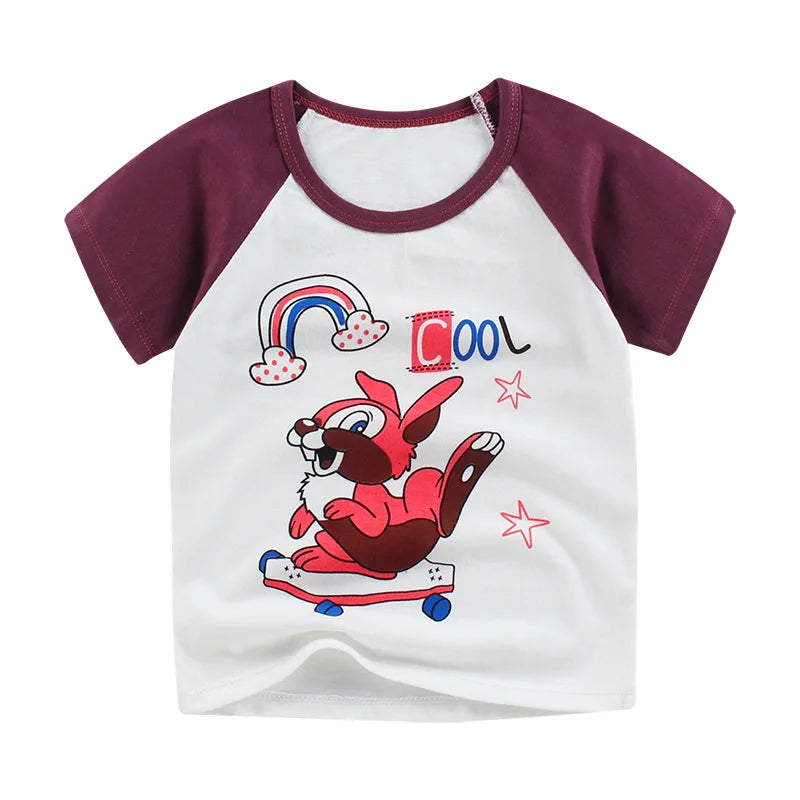 Children's Clothing T-Shirt  Kids Clothes Boys Girls Summer Cartoon Tops Short Sleeve Clothes 100% Cotton Baby Clothing