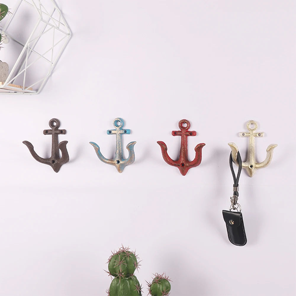 Cast Iron Nautical Anchor Wall Hooks Coastal Theme Decorative Hooks Towel Hanger Jacket Holder Unique Key Hooks Backpack Racks