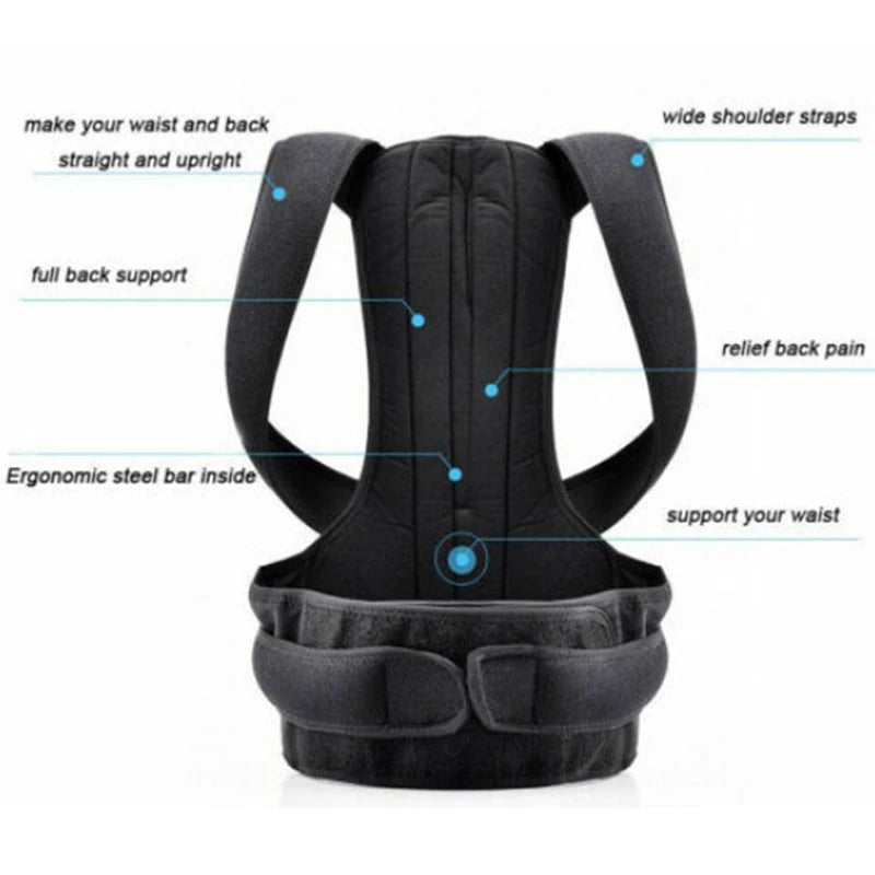 Posture Corrector Adult Back Fixation Belt With Support Plate Hunchback Correction Belt Adjustable Back Trainer Unisex