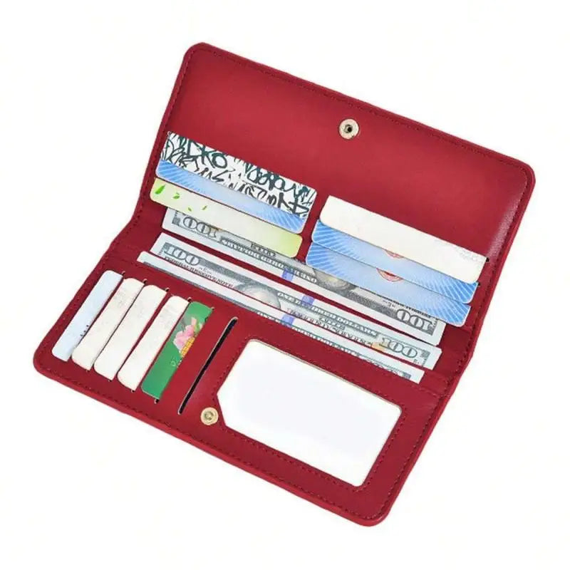 RFID Blocking Ultra-Thin Wallet for Women, Multi-Card Check Credit Card Bag, Multi-functional Zipper Buckle, Long Fashion wallet