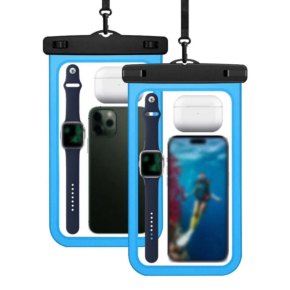 Waterproof Mobile Phone Bag Touchable Screen Large Capacity Phone Protector Pouch with Neck Lanyard Transparent