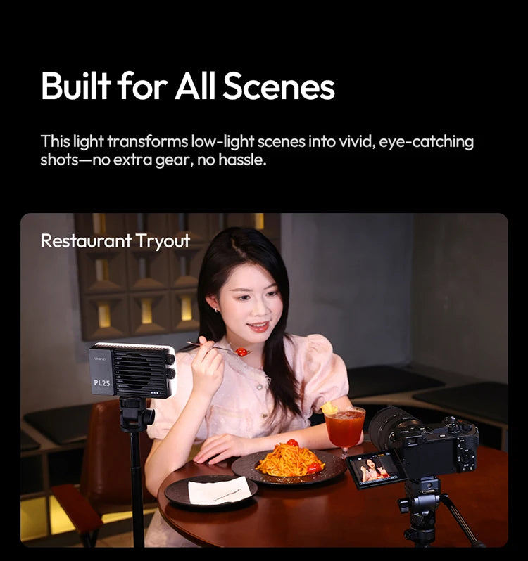 ULANZI PL25 25W LED Panel Light 2700K-6500K CRI 96+Type-C Fast Charging Studio Photography Light for Phone Camera Vlog Shooting