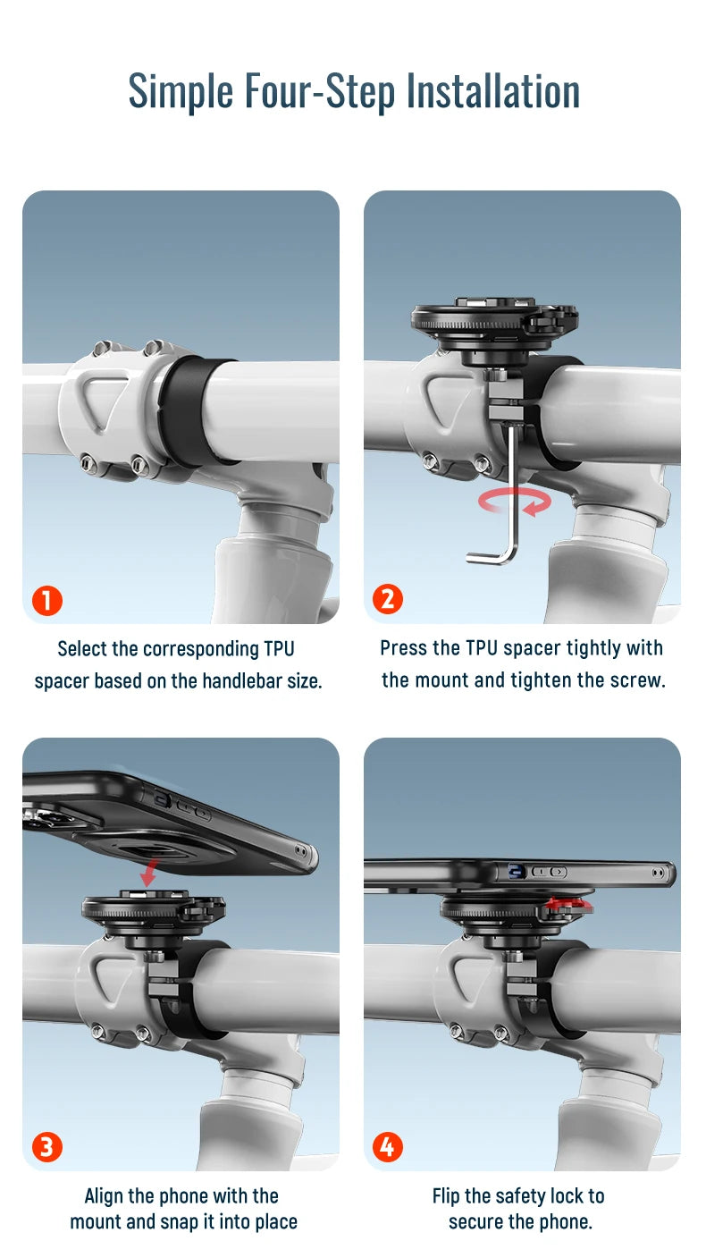 Magnetic Bike & Motorcycle Phone Mount - Universal Smartphone Holder with GPS Support, Secure Magnetic Attachment for Cycling