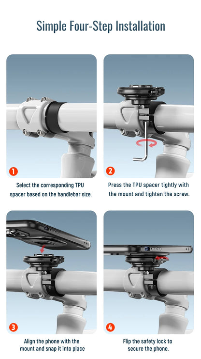 Magnetic Bike & Motorcycle Phone Mount - Universal Smartphone Holder with GPS Support, Secure Magnetic Attachment for Cycling