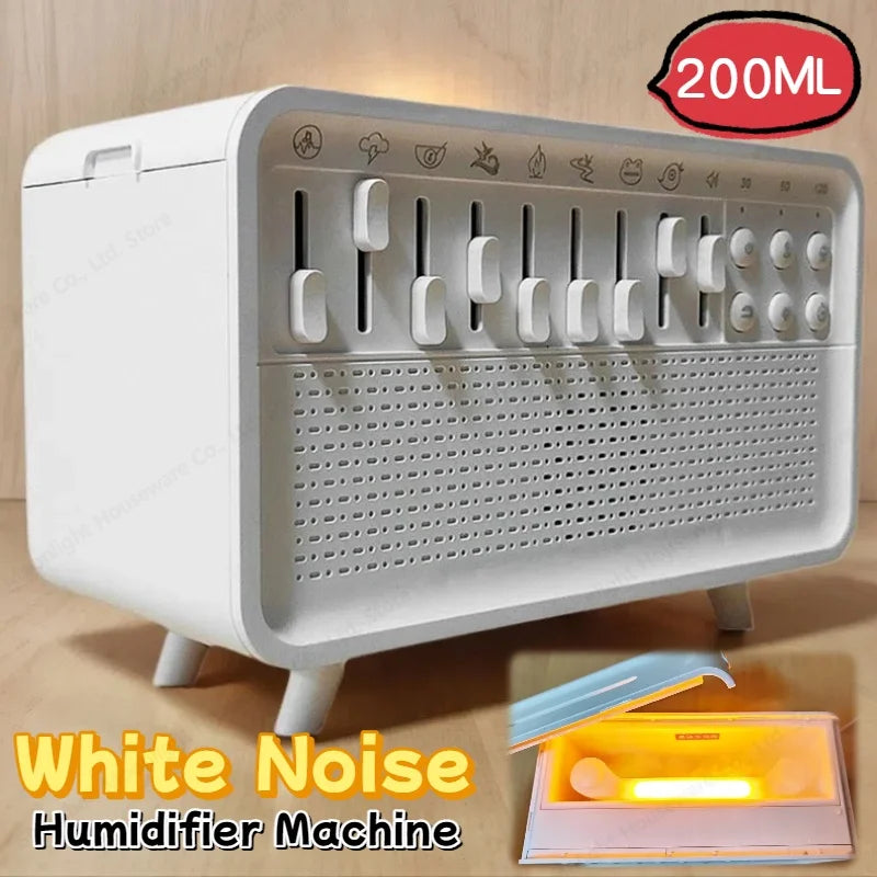 Bluetooth White Noise Machine with Aroma Diffuser Humidifier & Night Light 8 Natural Sounds 3-Level Dimming for Sleep Therapy