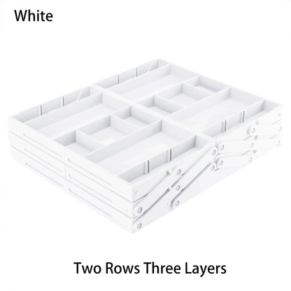 2/3 Tier Drawer Organizer Multi Level Collapsible Expandable Desk Organizer Trays for Office Supplies, Kitchen Gadgets Utensils