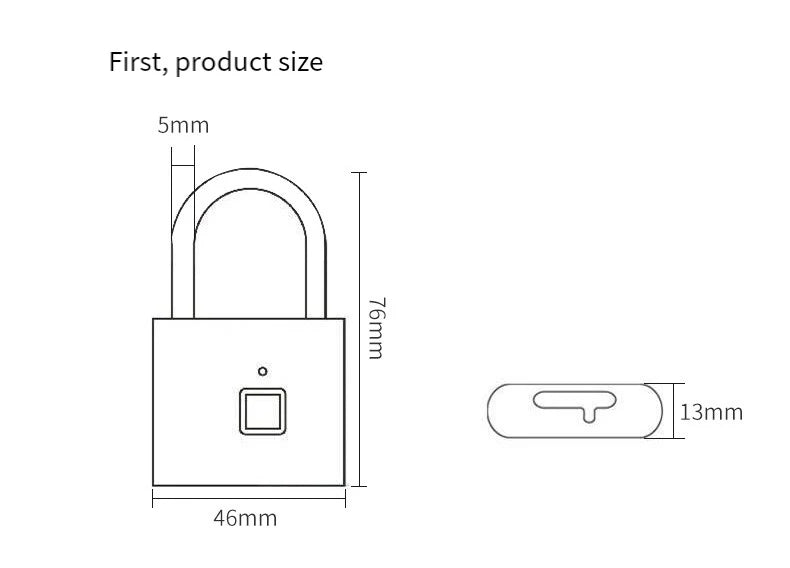 Fingerprint Padlock Locker Lock Smart Pad Lock Waterproof Small Portable Padlock with USB Charging for Locker   Luggage Suitcas