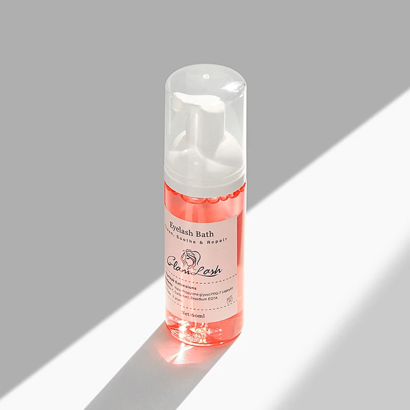 GLAMLASH 60ml No tears Formula Fruit Scent Eyelash Foam Cleanser For Lash Extension Shampoo Pump Press Lash Washing Bottles