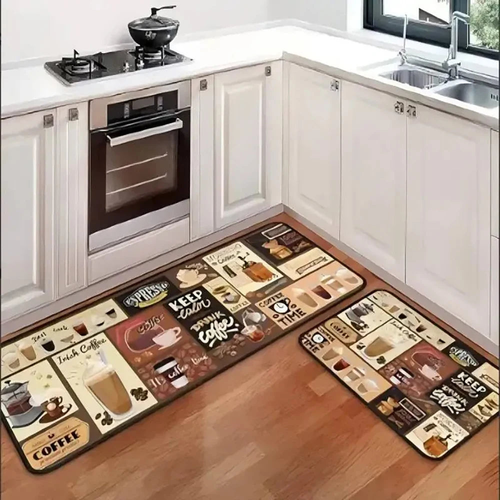 Kitchen Cutlery Knife and Fork Theme Washable Stain-resistant Foot Mat Carpet Kitchen Living Room Entrance Absorbent Door Mats