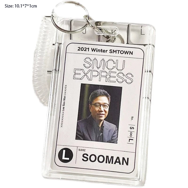 Small Card Access Control Card Cover Acrylic Transparent Double Card Protection Cover Elastic Keychain ID Card Bus Work Card