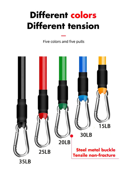 Resistance Elastic Bands Exercise Strength Training Fitness Bands with Door Anchor Handles Legs Ankle Straps for Home Workouts