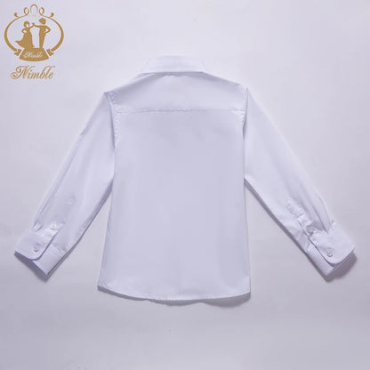 Baby white shirt 2025 Spring Autumn New Formal Long Sleeve blouse for Boys Turn Down Collar Blouse Coat Teenage Tops 3M-7 Years