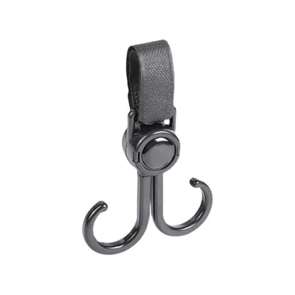 Double Hook Baby Stroller Hanger 360-degree Rotation Adjustment Cart Hook and Loop Fastener Stroller Accessories