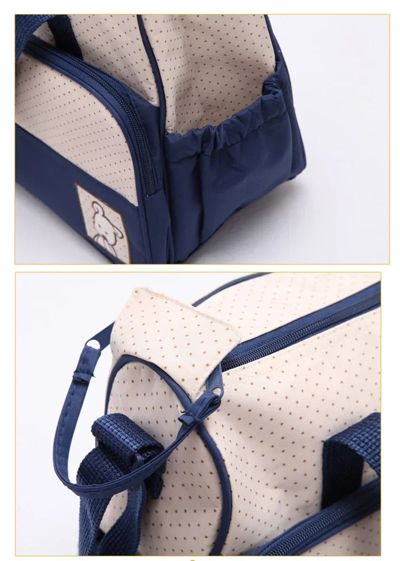 5 Pcs/set Diaper Bag Suits Multifunctional Maternity Mummy Handbag Large Capacity Organizers Baby Changing Diaper Nappy Bag